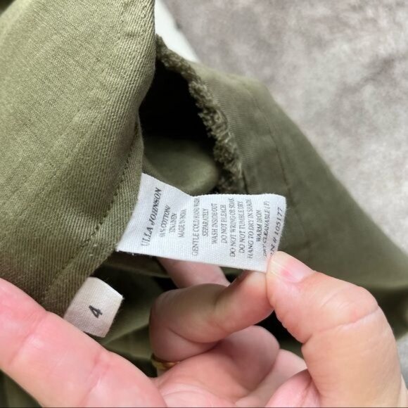 Ulla Johnson Marcelle Olive Cotton Twill Tunic Ruffle Dress - Picture 13 of 13